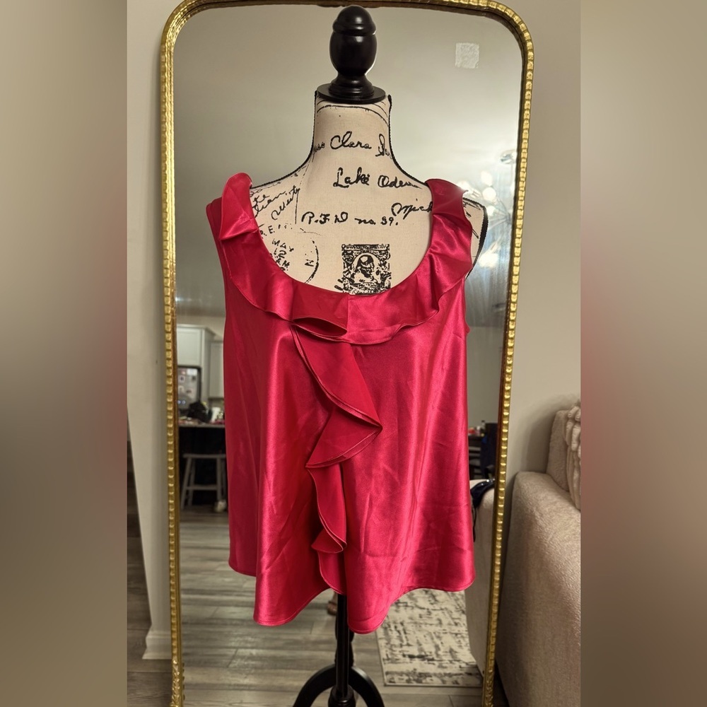 dressbarn Vibrant Pink Ruffle Blouse